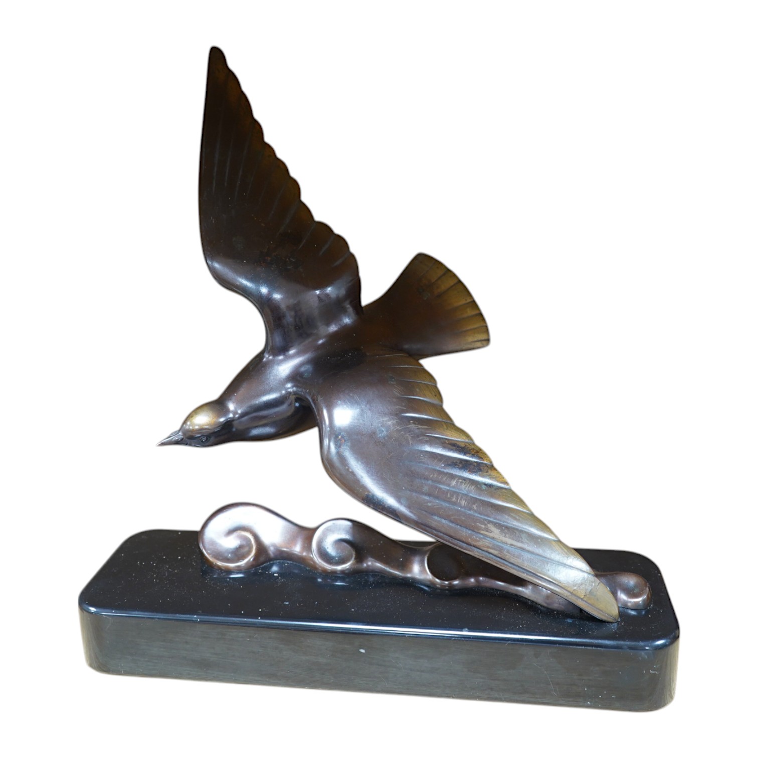 A French Art Deco bronze sculpture, signed Gantcheff, Stamped Guillemard, numbered 102, 41cm wide. Condition - good